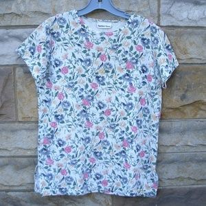Floral Design Short Sleeve Top